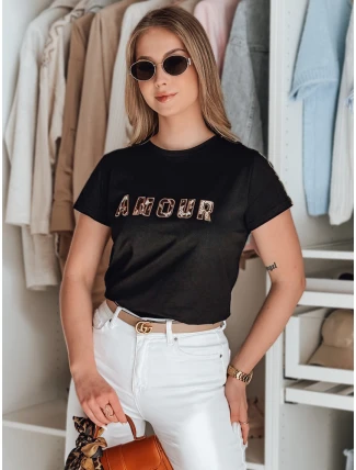 Dámské vyšívané tričko AMOROSA černé FashionStreet RY2855 Dámské vyšívané tričko AMOROSA černé FashionStreet RY2855