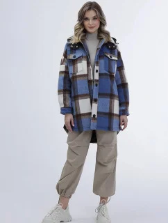 Světle modrá dámská károvaná košilová bunda (AG3-1813)