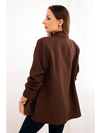 Elegantní sako s klopami hnědé