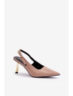 Lakované Lodičky S Otevřenou Patou Béžové Filona