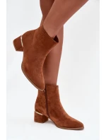 Dámské kotníkové boty na podpatku se zlatým prvkem zateplené Camel Nolessa