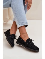 Dámské polobotky mokasíny se šněrováním Calivra – černé