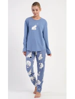 Dámské pyžamo dlouhé Méďa a tučňák