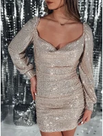 Flitrové mini šaty TWINKLE TWIST beige FashionStreet EY2556