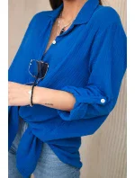 Bavlněná mušelínová košile oversize chrpově modrá Bavlněná mušelínová košile oversize chrpově modrá