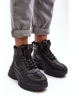 Ocieplané dámské sportovní šněrovací boty černé Dejana