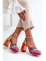 Dámské sandály na podpatku D&A CR920 Multikolor