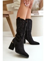 Dámské černé zamilované botky s podpatkem a špičatou špičkou Nevithra