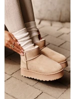 Dámské Sněhule Na Platformě Zateplené Kožíškem Béžové Xamella