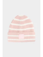 Dívčí zimní čepice pruhovaná růžová 4F 4FJWAW24ACAPF417-56S Dívčí zimní čepice pruhovaná růžová 4F 4FJWAW24ACAPF417-56S