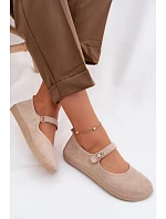 Kožené semišové baleríny Barefoot s páskem Zazoo 10206 béžové Kožené semišové baleríny Barefoot s páskem Zazoo 10206 béžové