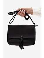 Kabelka typu Clutch s třásněmi imitace kůže Černá Sigrid