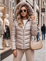 Dámská prošívaná zimní bunda s kapucí MIRIAL béžová FashionStreet TY3770