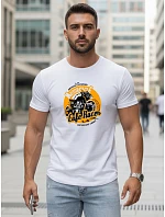 Pánské bavlněné tričko s potiskem motorky bílé FashionStreet NX5095R Pánské bavlněné tričko s potiskem motorky bílé FashionStreet NX5095R
