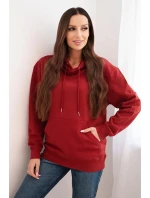 Dámská mikina s kapucí a klokankou z bavlny bordová