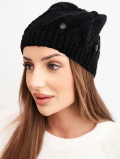 Dámská zimní čepice z vlny s ozdobnými krystaly K461 černá