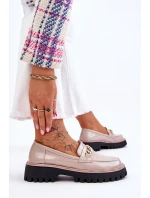 Lakované mokasíny na platformě Béžové Ronin