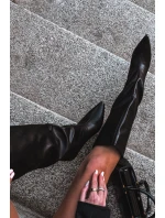 Dámské kozačky na špičku s prošíváním černé Olyvia