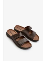 Pohodlné pánské pantofle se suchým zipem Inblu tmavě hnědá Pohodlné pánské pantofle se suchým zipem Inblu tmavě hnědá