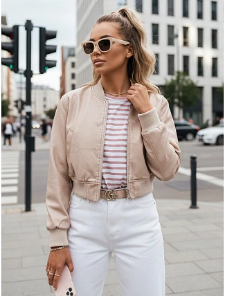 Dámská kožená bunda bomber SANTOL TY4339 béžová - FashionStreet Dámská kožená bunda bomber SANTOL TY4339 béžová - FashionStreet