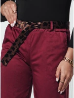 Dámské kalhoty LEOCINCIN v jedné velikosti s páskem bordó FashionStreet UY2261