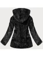 Černá dámská bunda-kožíšek s kapucí (br9742-1)