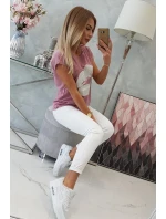 Tmavě růžová halenka s potiskem rtů Tmavě růžová halenka s potiskem rtů