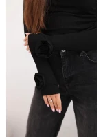 Hedvábná dámská blůza s nabíráním po straně černá Hedvábná dámská blůza s nabíráním po straně černá