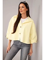 Dámská jarní bavlněná bunda zapínaná na knoflíky s límcem žlutá