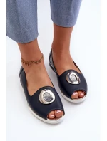 Dámské lodičky s ozdobou z ekokože tmavě modré Biolita Dámské lodičky s ozdobou z ekokože tmavě modré Biolita