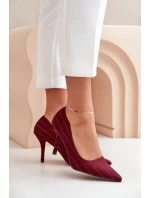 Textilní dámské lodičky v pruhovaném bordó Tifidra