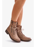 Dámské Kotníkové Boty Workery Tmavě Béžové Perfecto