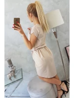 Šaty 8980 s prokladem dole béžové - Kesi Šaty 8980 s prokladem dole béžové - Kesi
