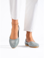 Moderní dámské šedo-stříbrné  baleríny bez podpatku