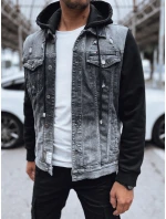Pánská šedá džínová bunda s kapucí FashionStreet TX4720
