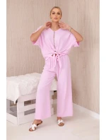 Souprava halenky a kalhot světle růžová