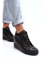 Dámské kožené boty na podpatku Big Star MM274001 černé