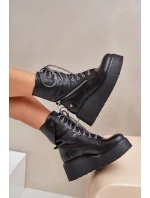 Kožené Botky Worker Na Platformě A Klínu Maciejka 06676-01 Černé Kožené Botky Worker Na Platformě A Klínu Maciejka 06676-01 Černé