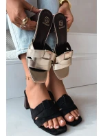 Dámské sandály na podpatku s pásky Eko semišové Černé Corivelle