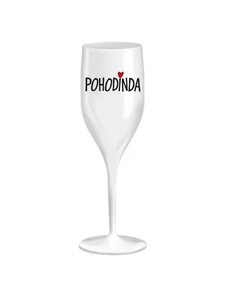 POHODINDA - bílá nerozbitná prosecco sklenice 150 ml