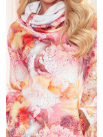 IRENE - Dámské šaty se vzorem růžových květů a s rolákem 282-4