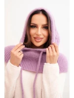 Dámská čepice s kapucí a pleteným uzlem světle fialová Dámská čepice s kapucí a pleteným uzlem světle fialová