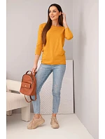 Dámská halenka s lodičkovým výstřihem hořčicová