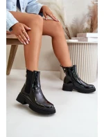 Lakové boty s zipem na kotníku černé Groesta