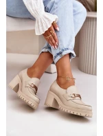 Zazoo 20175 Lakované Polobotky Dámské Na Podpatku Přírodní Kůže Světle Béžové