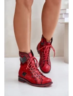 Kožené Zateplené Boty Dámské Na Plochém Podpatku Maciejka 06106-08 Červené Kožené Zateplené Boty Dámské Na Plochém Podpatku Maciejka 06106-08 Červené