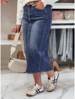 Džínová midi sukně s rozparkem MERITTA navy blue FashionStreet CY0482