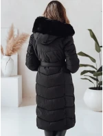 Dámská zimní dlouhá prošívaná bunda s kožešinou černá FashionStreet TY5085