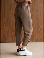 Dámské jogger kalhoty s gumou v pase, hnědé, FashionStreet UY3154 Dámské jogger kalhoty s gumou v pase, hnědé, FashionStreet UY3154
