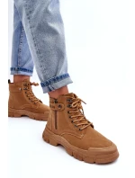 Ocieplené semišové dámské botky Trapery Camel Jailina